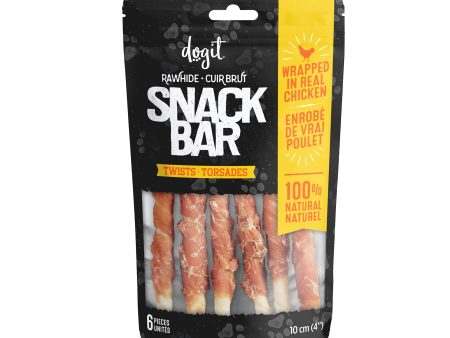 Torsades de cuir brut enrobés de poulet Snack Bar Dogit Discount