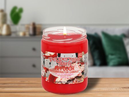 Chandelle éliminatrice d odeurs d animaux, Peppermint Bark, pot de 13 oz Fashion