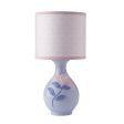 Lambs & Ivy Mackenzie Lamp: A beautifully shaped lamp base is decorated with a lovely sculpted pink flower and has a pretty patterned shade - 593024B Online now