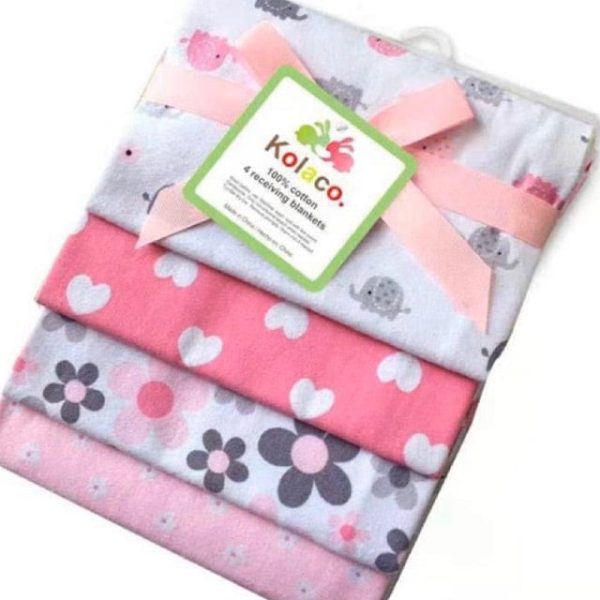 GTBW Receiving Blanket 4pk Assorted: 100% Cotton Receiving Blanket 4pc Pack Babies are kept warm and snug - SU-21611 Hot on Sale