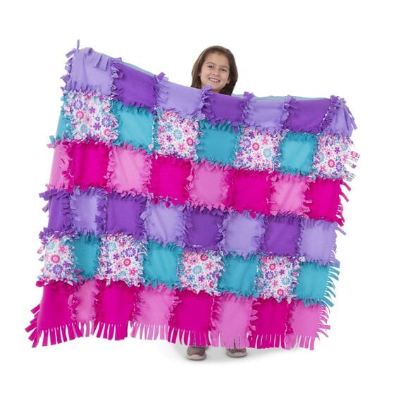 MELISSA & DOUG  Created By Me Flower Fleece Quilt: Knot-together no-sew fleece quilt craft kit with flower pattern and coordinating colors - 8561 For Discount