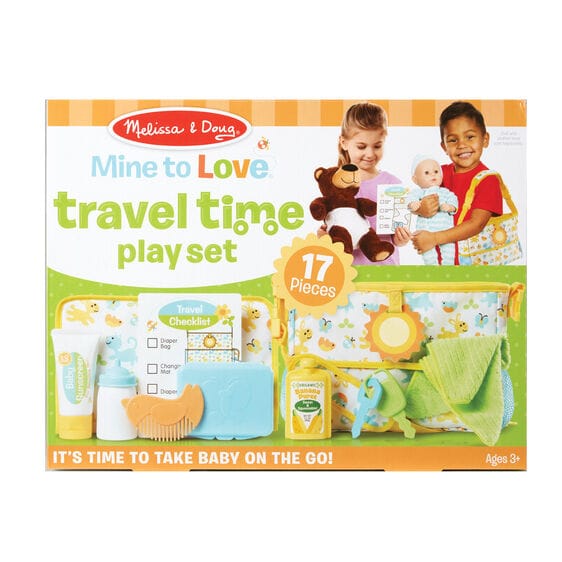 MELISSA & DOUG Mine To Love Playset Travel Time: 17-piece play set gives kids everything they need to pack up and take their favorite baby dolls and stuffed animals on the go - 31707 Hot on Sale